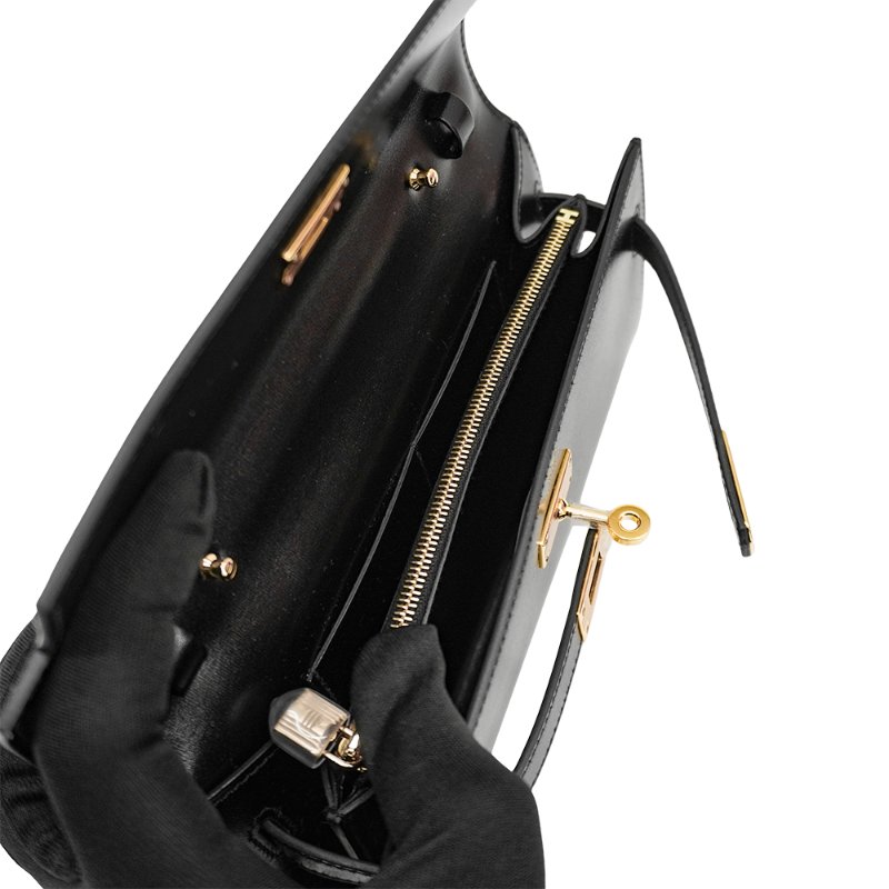 Hermes Kelly To Go Box牛皮金釦手拿/斜背包(89黑)-4