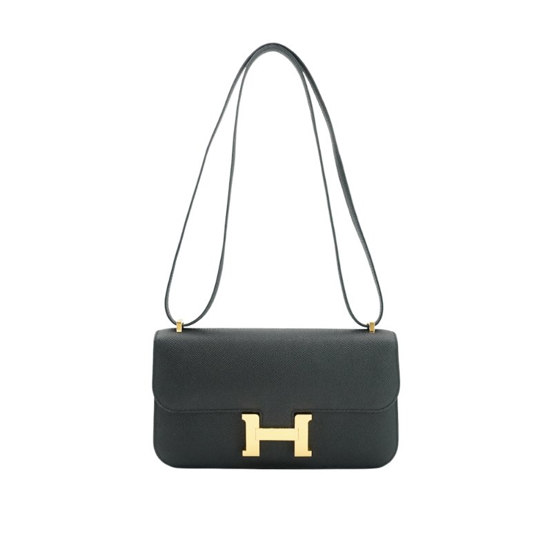 Hermes Constance Elan Epsom牛皮H金釦長夾/斜背包(89黑)-0