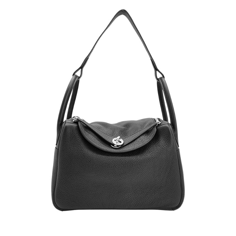 Hermes Lindy 30 TC牛皮銀釦手提/斜背兩用包(89黑)-0
