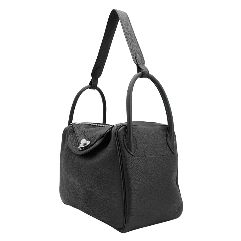 Hermes Lindy 30 TC牛皮銀釦手提/斜背兩用包(89黑)-1