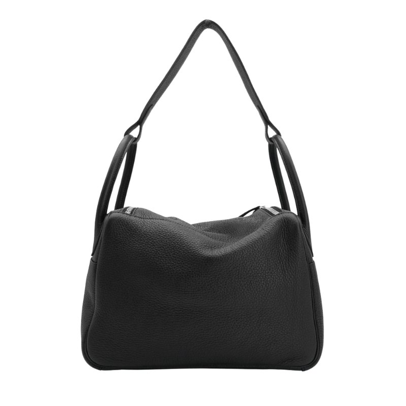 Hermes Lindy 30 TC牛皮銀釦手提/斜背兩用包(89黑)-2