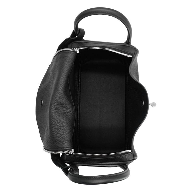 Hermes Lindy 30 TC牛皮銀釦手提/斜背兩用包(89黑)-4