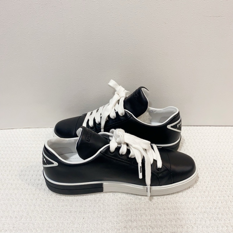 99新 普拉達/Prada黑色純皮系帶休閒鞋，尺碼36.5碼-3