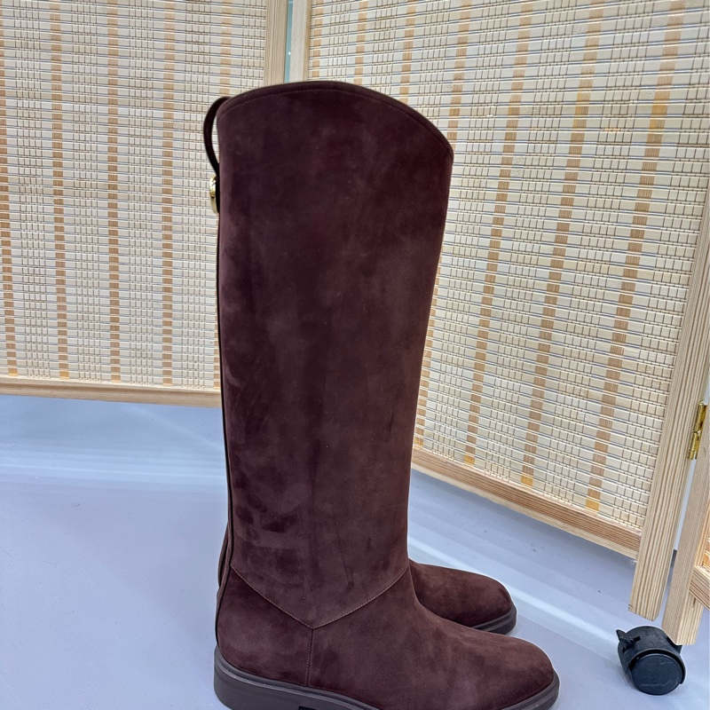 Loro Piana 25秋冬老錢風巧克力色麂皮騎士長靴 斷貨王 38碼-1