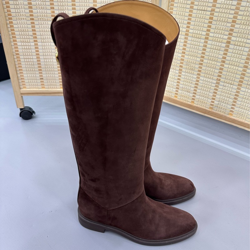 Loro Piana 25秋冬老錢風巧克力色麂皮騎士長靴 斷貨王 38碼-3