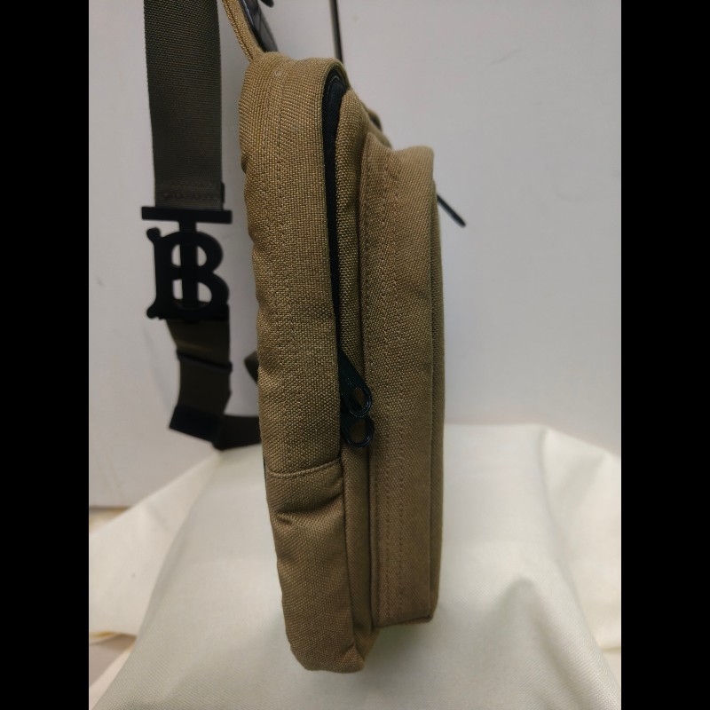 ㊣✨ Burberry✨博柏利 褐綠色 印字 布面 直立 胸前包 胸包 斜跨包 單車包/二手精品/保證正品🌳二手樹屋🌳-4