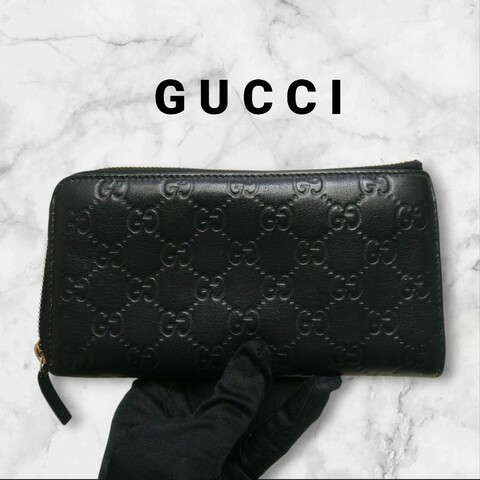 【8成新】㊣✨GUCCI✨古馳 黑色 牛皮 壓紋 老花 長夾 錢包 皮夾/雙G/二手包/保證正品🌳二手樹屋🌳