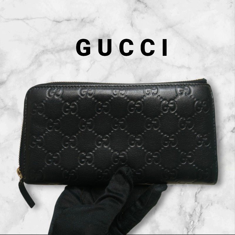【8成新】㊣✨GUCCI✨古馳 黑色 牛皮 壓紋 老花 長夾 錢包 皮夾/雙G/二手包/保證正品🌳二手樹屋🌳-0