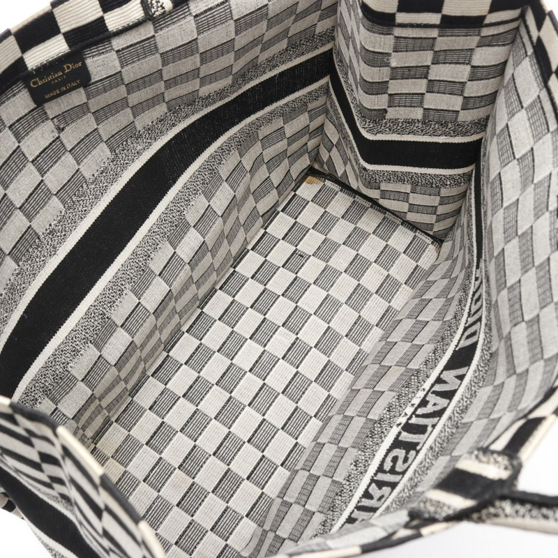 Christian Dior 大 BOOK 手提包 50-MA-0128 帆布提花 黑白 二手-2
