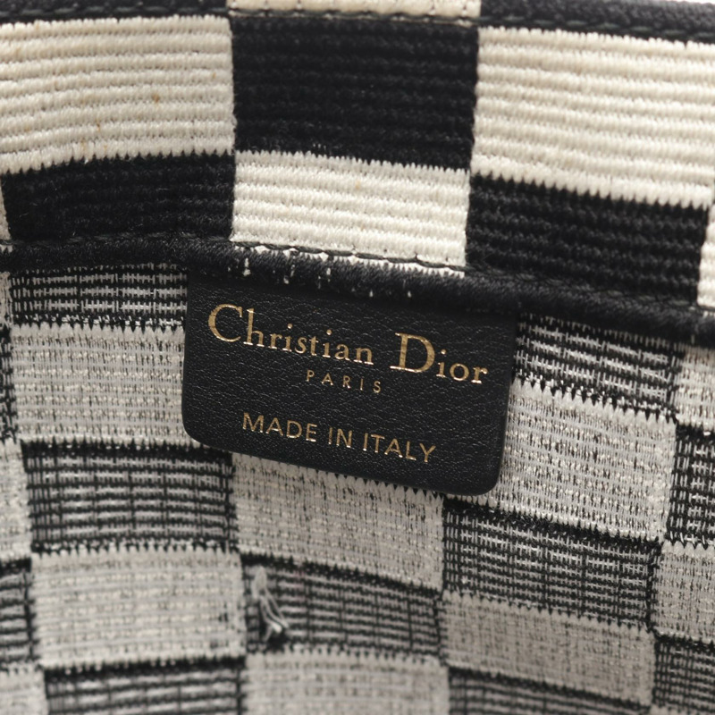 Christian Dior 大 BOOK 手提包 50-MA-0128 帆布提花 黑白 二手-3
