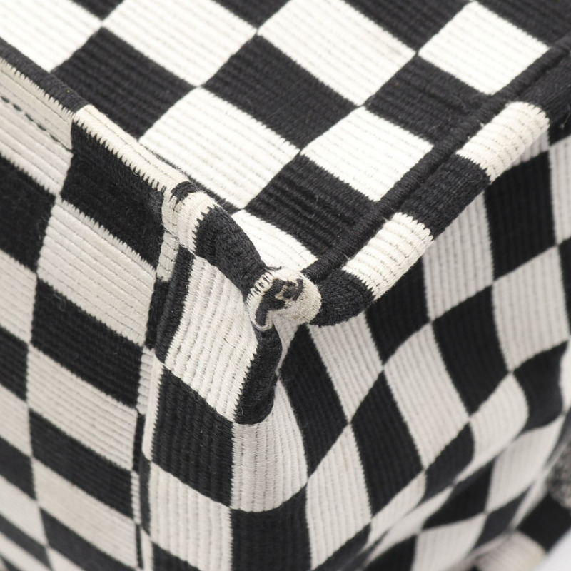 Christian Dior 大 BOOK 手提包 50-MA-0128 帆布提花 黑白 二手-5