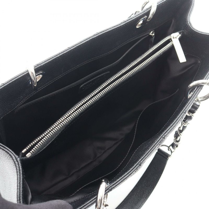 香奈兒 (CHANEL) Matelasse Grand Shopping GST 鏈條肩背包,黑色皮革,二手-2