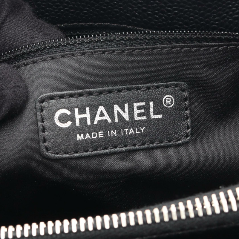 香奈兒 (CHANEL) Matelasse Grand Shopping GST 鏈條肩背包,黑色皮革,二手-3