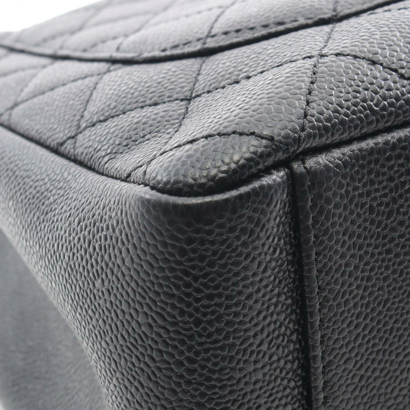 香奈兒 (CHANEL) Matelasse Grand Shopping GST 鏈條肩背包,黑色皮革,二手-6