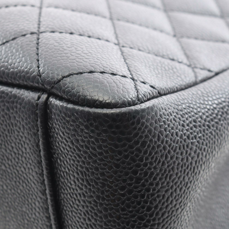 香奈兒 (CHANEL) Matelasse Grand Shopping GST 鏈條肩背包,黑色皮革,二手-7