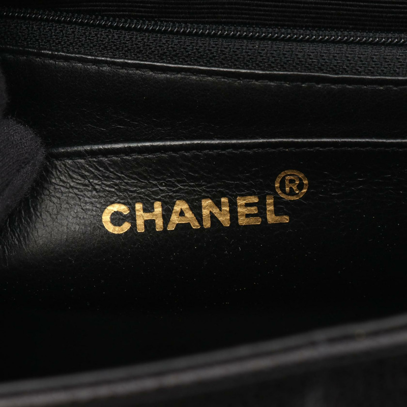 香奈兒 Mademoiselle 鏈條肩挎包 黑色皮革 GHW 二手 CC-3