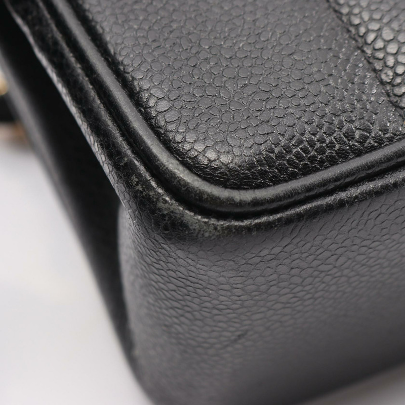 香奈兒 Mademoiselle 鏈條肩挎包 黑色皮革 GHW 二手 CC-7