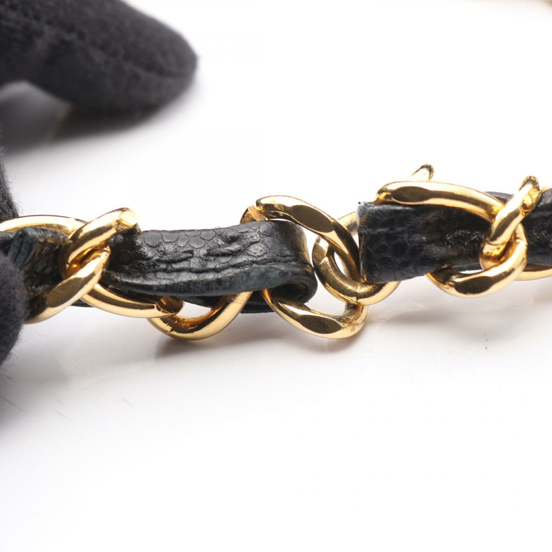 香奈兒 Mademoiselle 鏈條肩挎包 黑色皮革 GHW 二手 CC-9