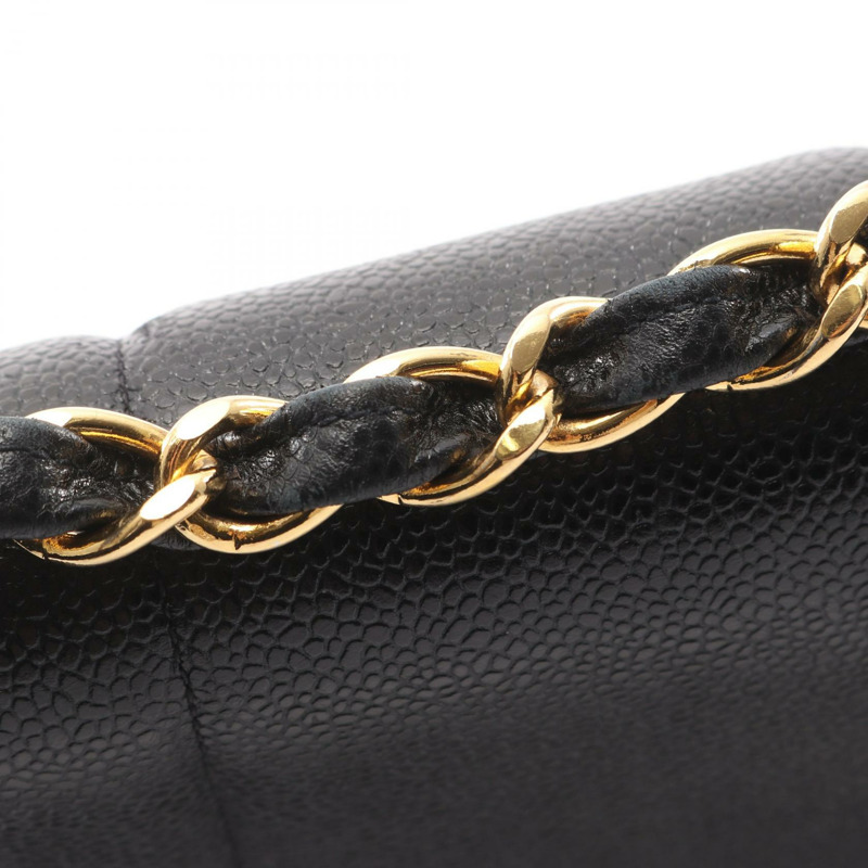 香奈兒 Mademoiselle 鏈條肩挎包 黑色皮革 GHW 二手 CC-10