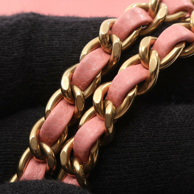 香奈兒 (CHANEL) 22 迷你鏈條肩背斜背包 AS3980 皮革 粉紅色 金色五金-6