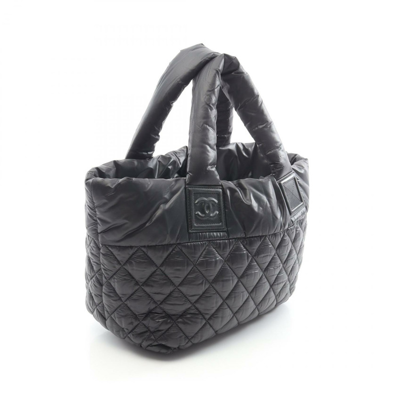 香奈兒 Coco Cocoon 小號手提包 A48610 尼龍皮革 黑色 二手 女士 CC-1