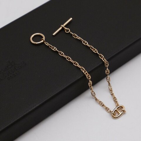 HERMES Farandole TPM 18K玫瑰金豬鼻子OT釦手鍊 - S