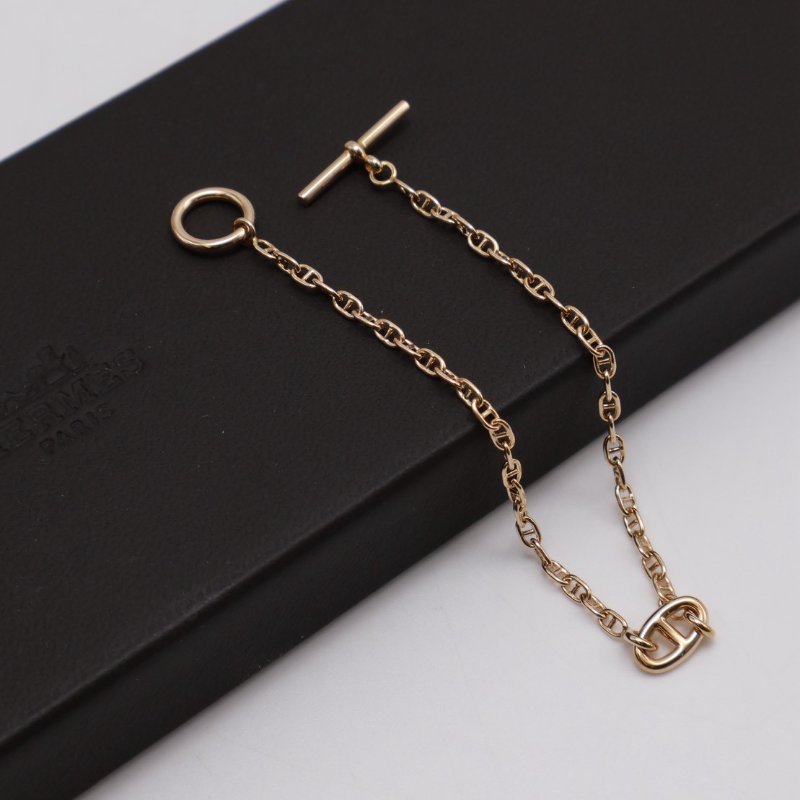 HERMES Farandole TPM 18K玫瑰金豬鼻子OT釦手鍊 - S-0