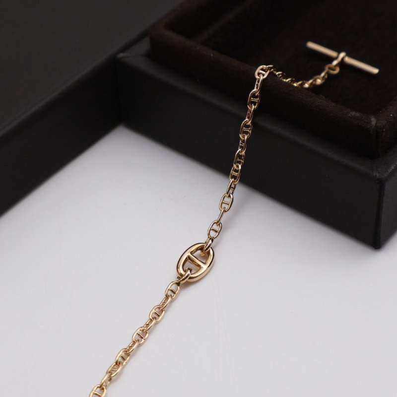 HERMES Farandole TPM 18K玫瑰金豬鼻子OT釦手鍊 - S-4