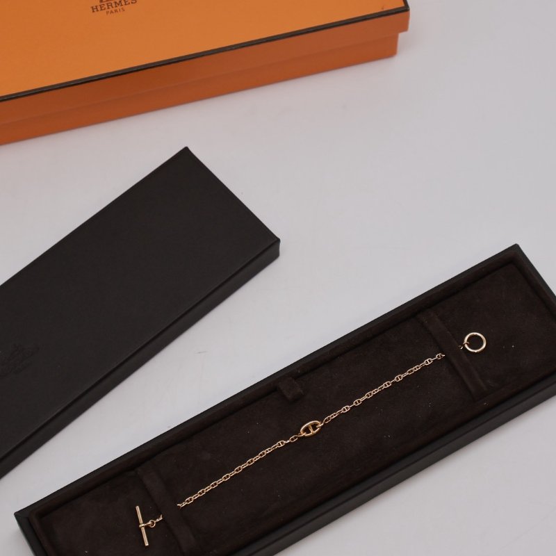 HERMES Farandole TPM 18K玫瑰金豬鼻子OT釦手鍊 - S-5