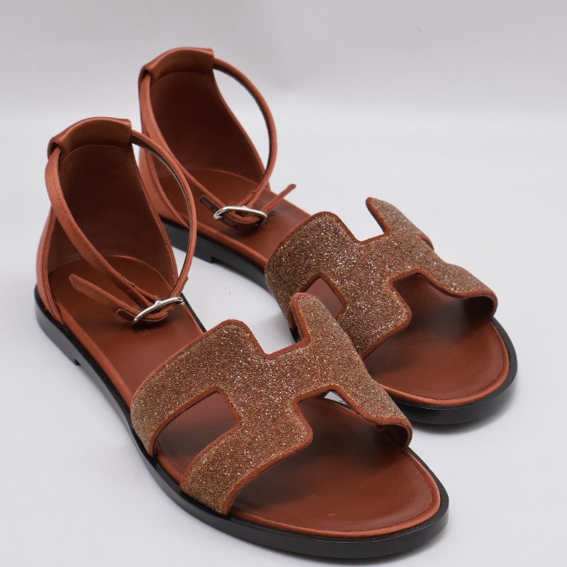 HERMES Santorini涼鞋 - 磚紅 37-0