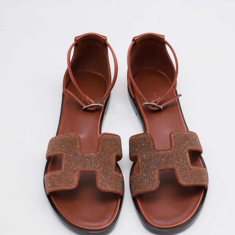 HERMES Santorini涼鞋 - 磚紅 37-2