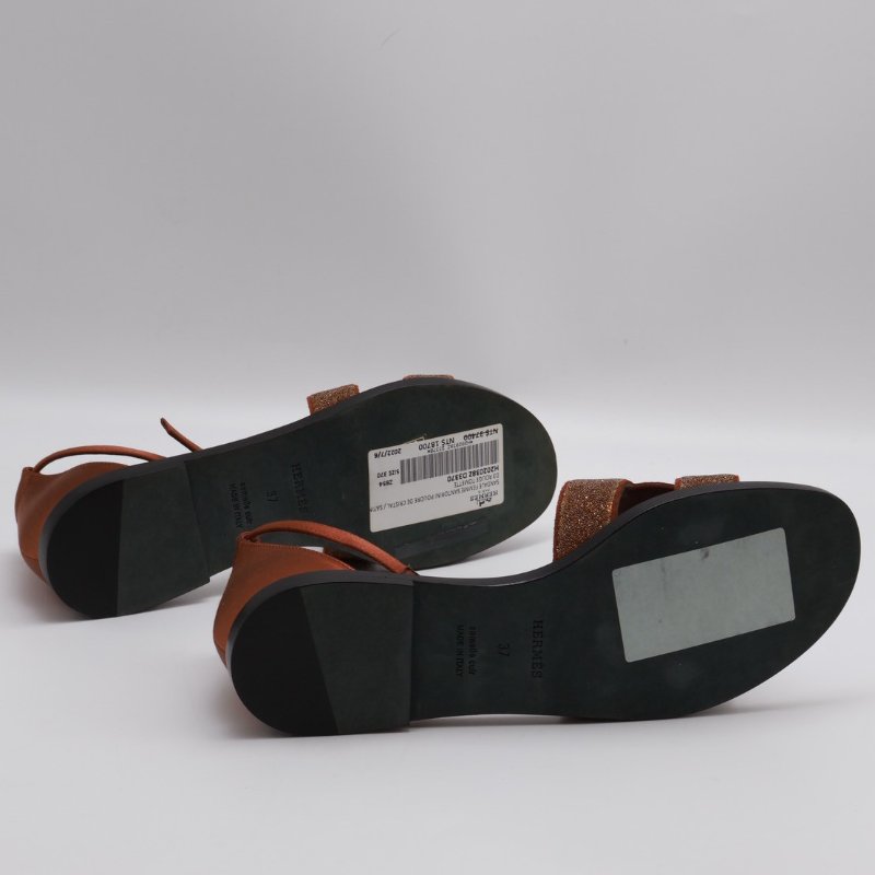 HERMES Santorini涼鞋 - 磚紅 37-4