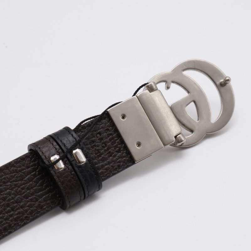 GUCCI 雙G腰帶 - 黑銀 85-2