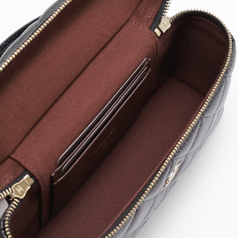 CHANEL LP粒面牛皮手提飯盒包 - 黑金-2