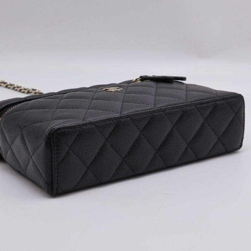 CHANEL LP粒面牛皮手提飯盒包 - 黑金-6