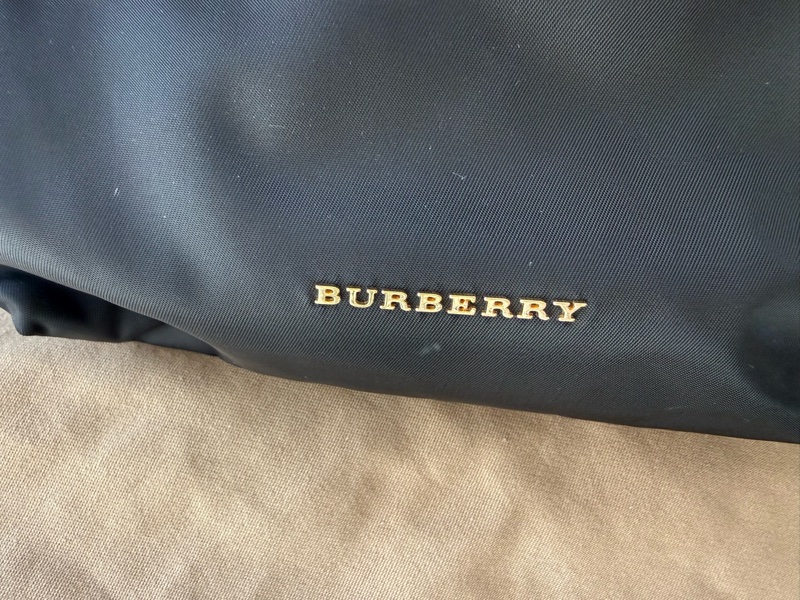 二手BURBERRY黑色金鏈尼龍中款雙肩包後背包Rucksack-21