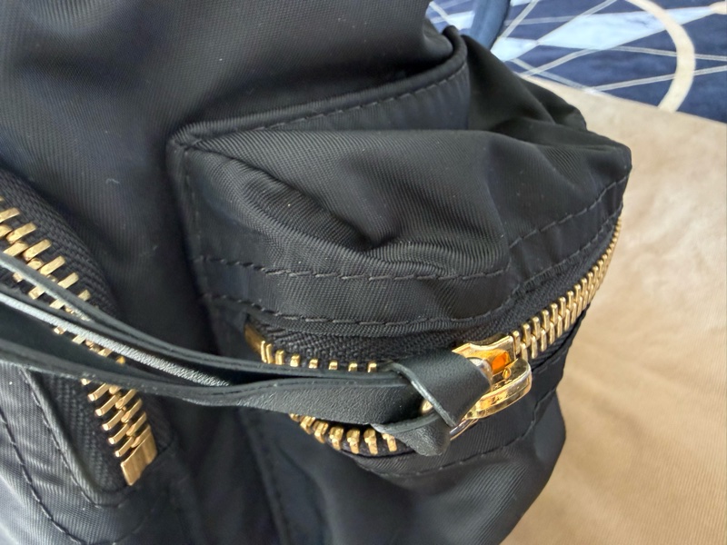二手BURBERRY黑色金鏈尼龍中款雙肩包後背包Rucksack-22