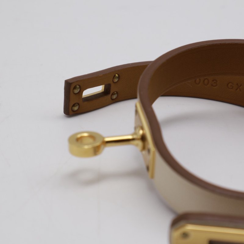 HERMES Mini kelly雙圈手環 - T2奶油白金 B-1