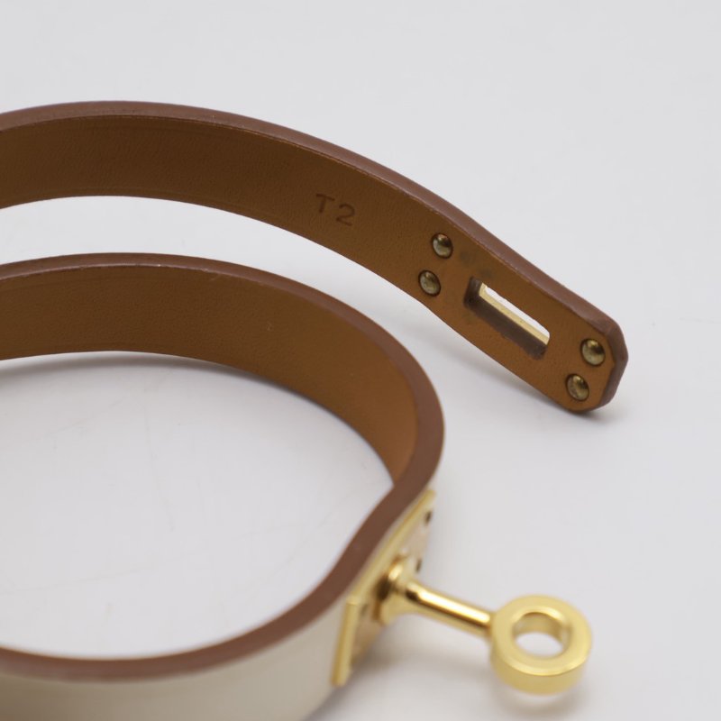 HERMES Mini kelly雙圈手環 - T2奶油白金 B-4