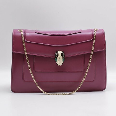 BVLGARI Serpenti forever蛇頭肩背包 - 紫紅