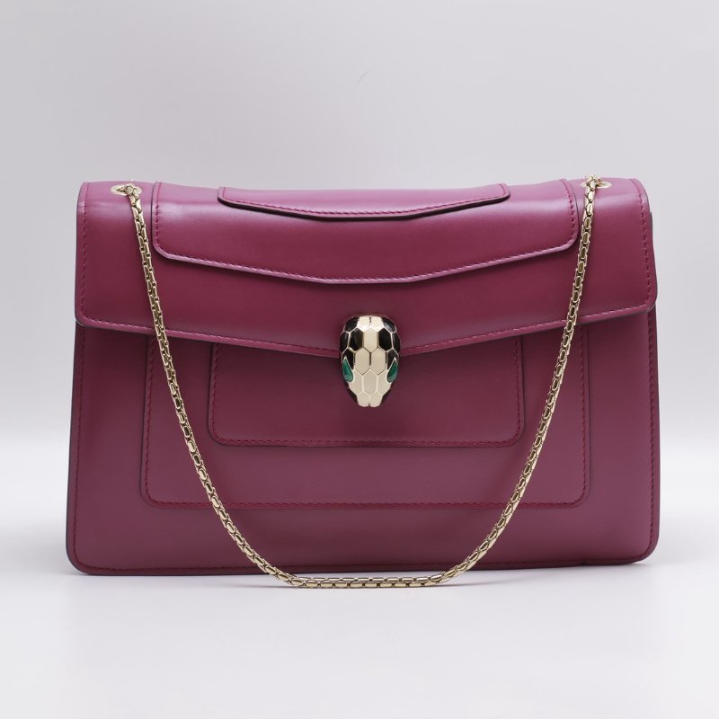 BVLGARI Serpenti forever蛇頭肩背包 - 紫紅-0