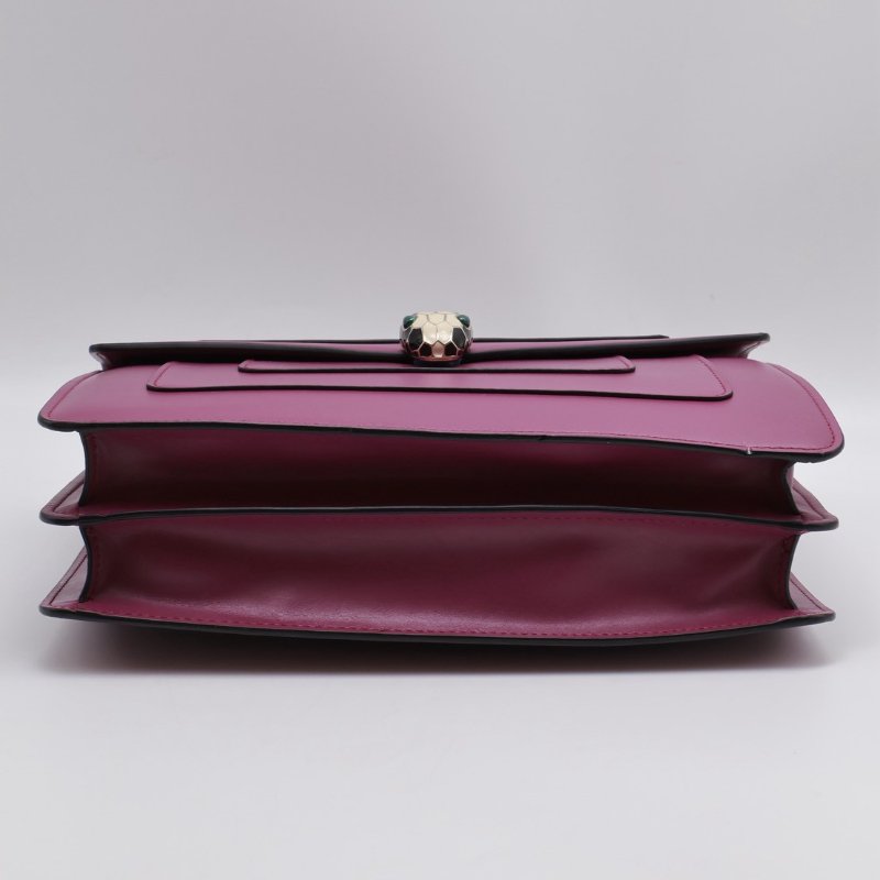 BVLGARI Serpenti forever蛇頭肩背包 - 紫紅-7