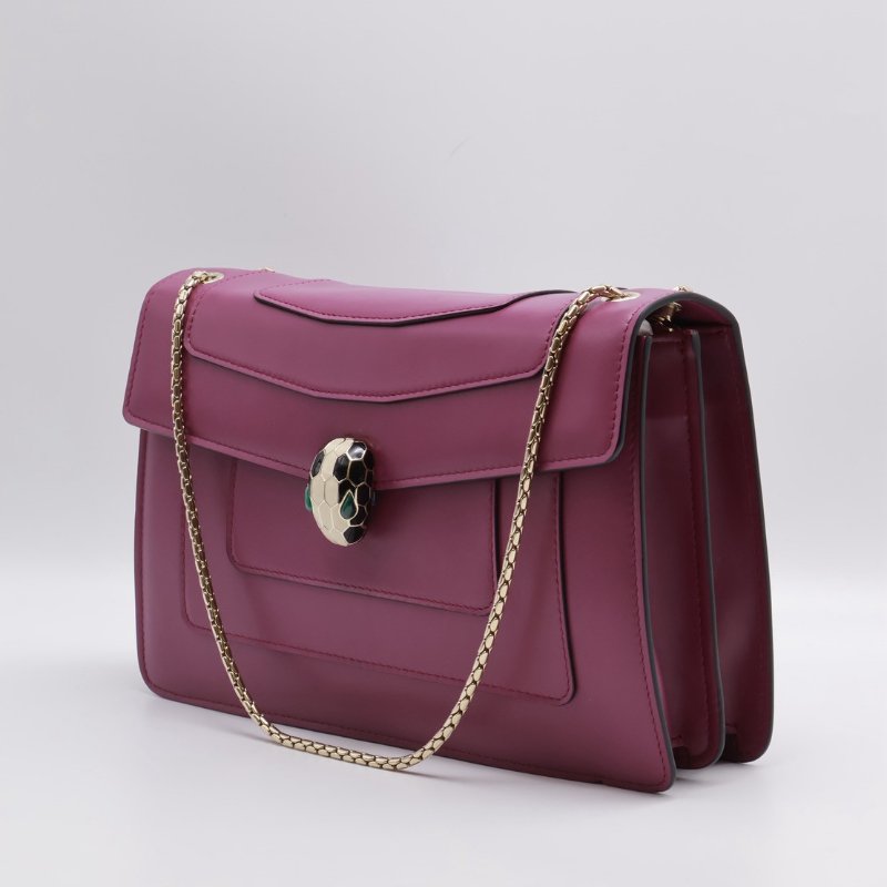 BVLGARI Serpenti forever蛇頭肩背包 - 紫紅-8