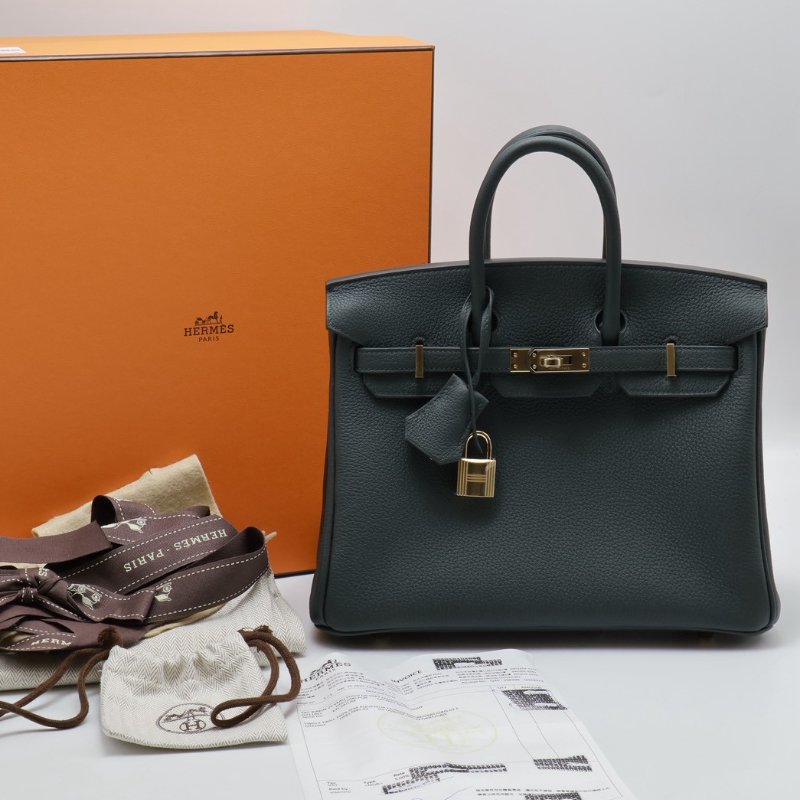HERMES Birkin 25 -  灰綠香檳金 K-9