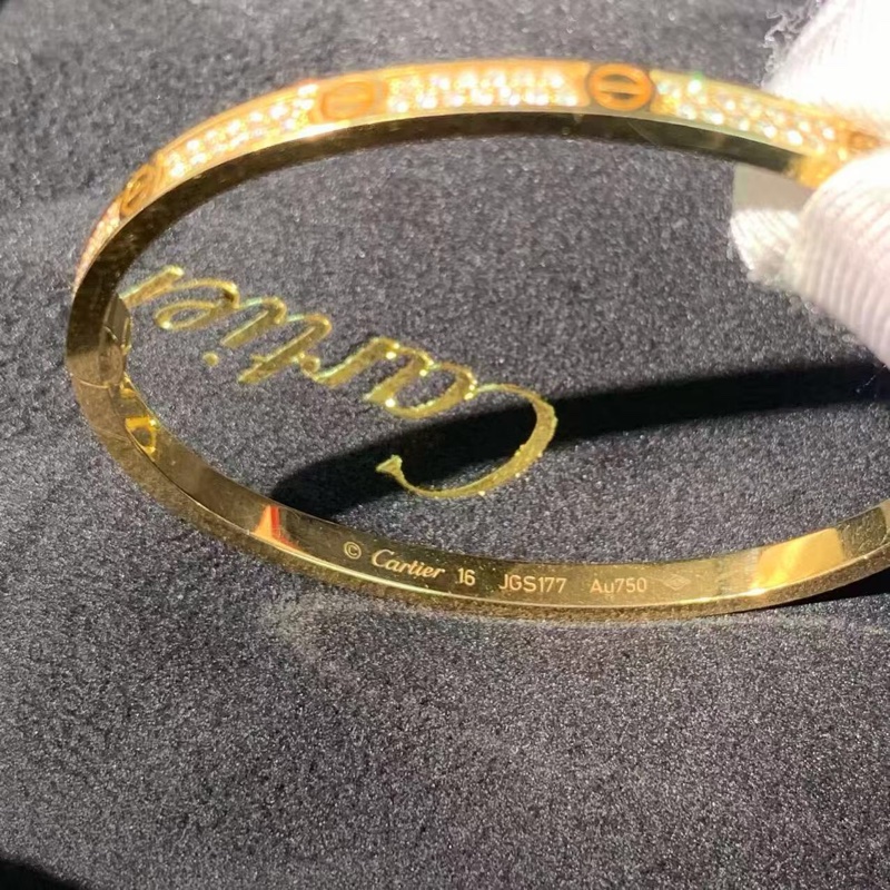 Cartier卡地亞Love系列黃金窄版滿鑽手鐲,2023年8月購入-1