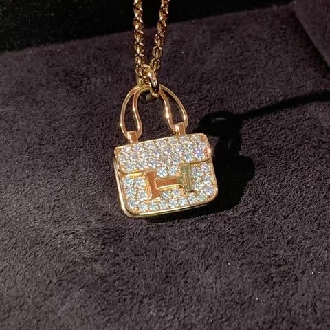 Hermes愛馬仕constance康康新款玫瑰金滿鑽項鍊，2025購入