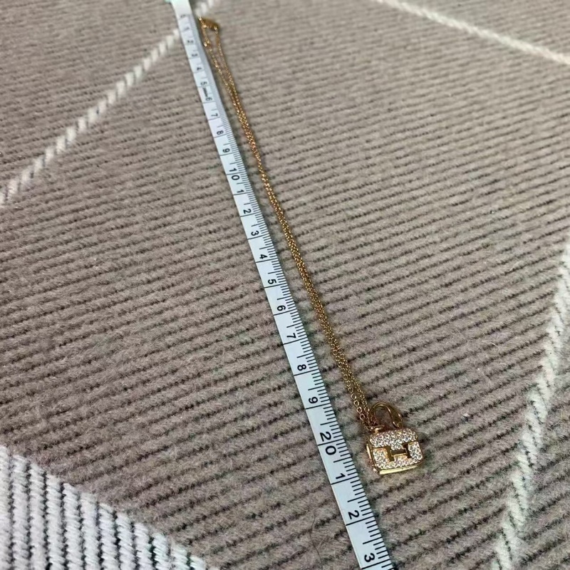 Hermes愛馬仕constance康康新款玫瑰金滿鑽項鍊,2025購入-3