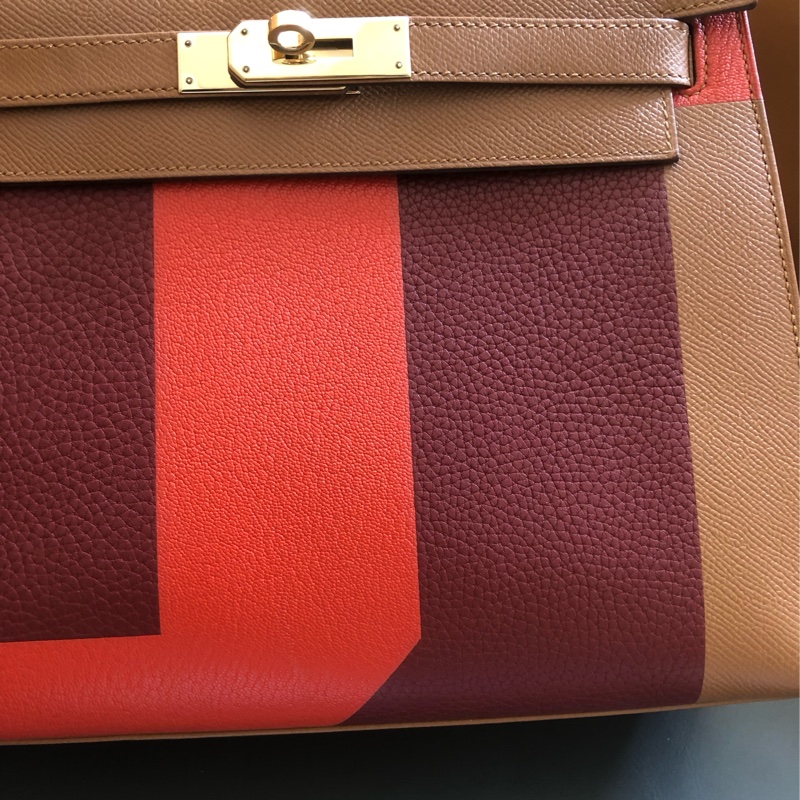Hermes愛馬仕kelly28金棕色三拼皮限量D刻,最經典有辨識度的「H」超牛三拼皮無縫拼接工藝!-8