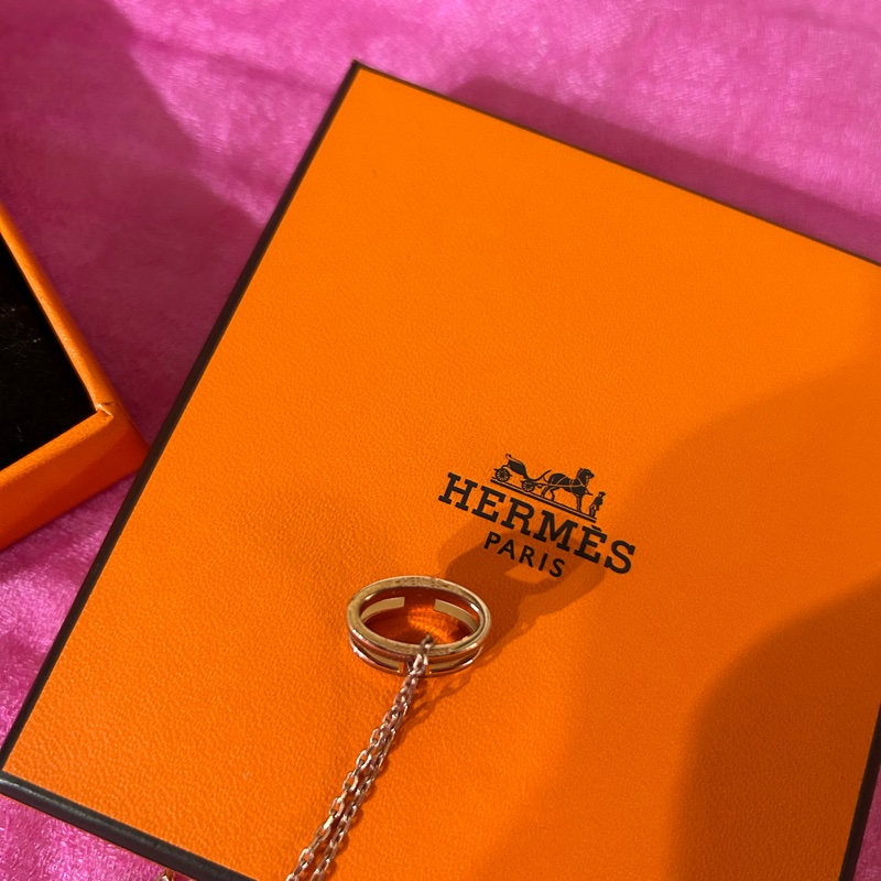 HERMES 愛馬仕H項鍊 典雅酒紅色🌺有盒有緞帶🎀-8