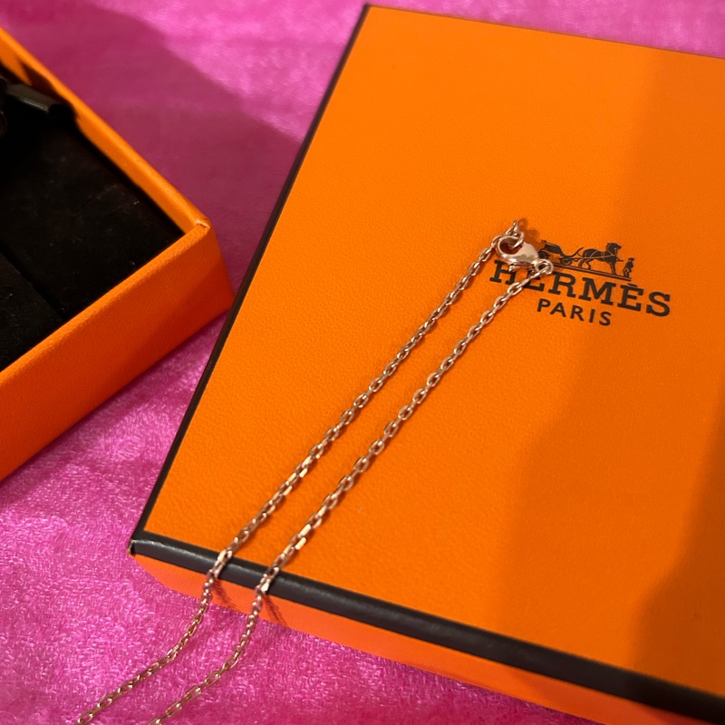 HERMES 愛馬仕H項鍊 典雅酒紅色🌺有盒有緞帶🎀-11